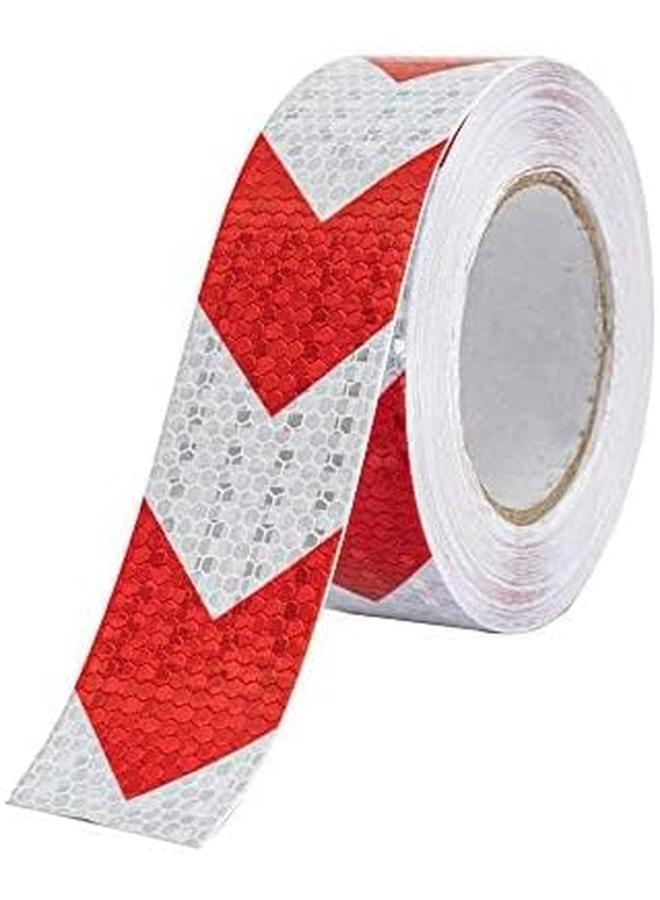 3 اكس ار ملصق عاكس على شكل قرص العسل أحمر وأبيض 5 سم * 25 متر - Image 3