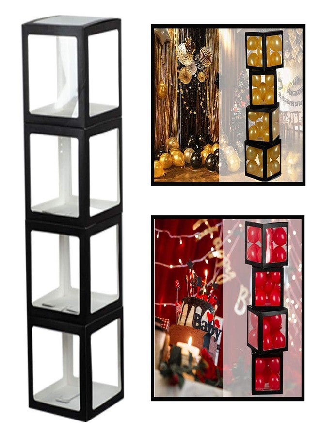Aimto Clear Balloon Boxes for Party Decorations - Black - 4pcs - Image 1