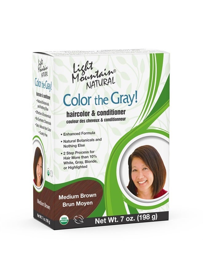 Light Mountain Henna Hair Color & Conditioner, Color the Gray – Medium Brown Hair Dye for Men/Women, Chemical-Free Semi-Permanent Hair Color for White, Gray, Blonde, or Highlighted Hair, 7 Oz - Image 1