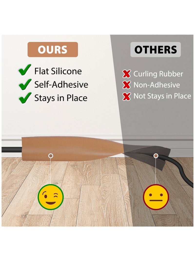 Excefore Self Adhesive Floor Cable Protector Wire Cover for Cables 3m floor cord covers for Office Home Factories Garages Flexible Cords Hider on Floor Wall  - Image 3