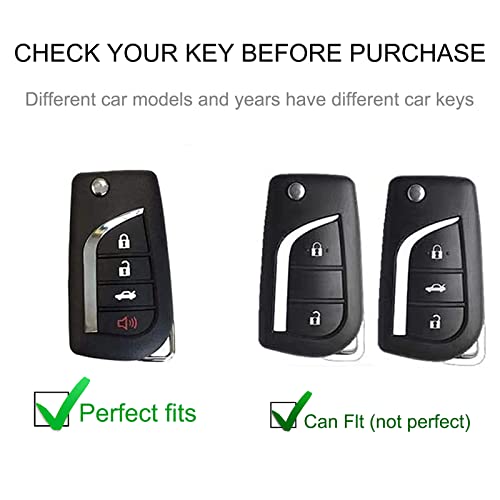 CACARLIKE for Toyota Key Fob Cover with Keychain, Car Key Fob Case Compatible with Fortuner Tundra Camry RAV4 Highlander Corolla Smart Protector Holder - Image 2