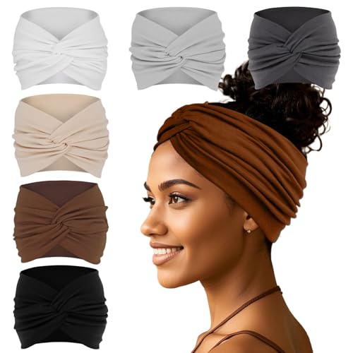 YONUF Wide Headbands For Women Extra Large Headband Twisted Knot Head Bands For Women's Hair Band Turban Accessories 6 Pack - Image 1