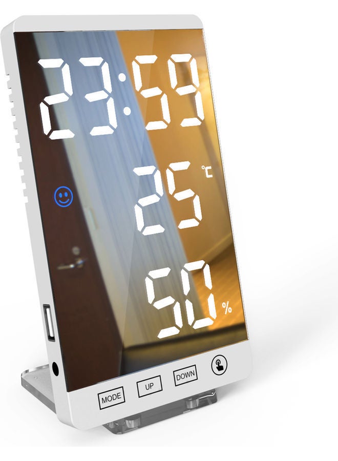 NIBEMINENT Big LED Display Screen Intelligent Alarm Clock White 16.00X4.50X9.50cm - Image 1
