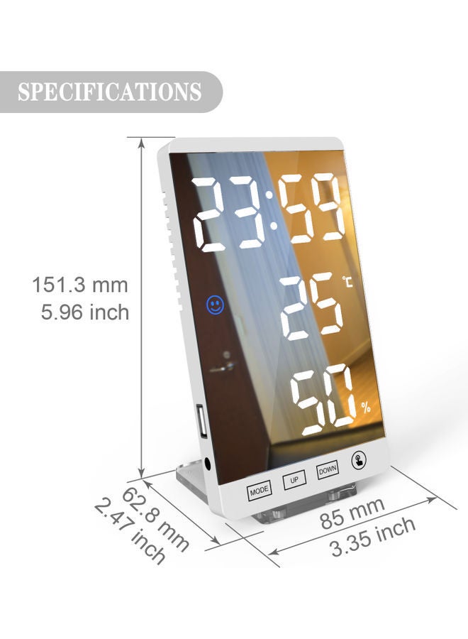 NIBEMINENT Big LED Display Screen Intelligent Alarm Clock White 16.00X4.50X9.50cm - Image 5