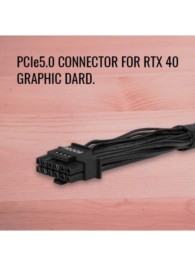 AeroCool Integrator Gold 750W Fully Modular Power Supply | 80 Plus Gold Certified PSU with Japanese Capacitors, Silent 12cm Fan, APFC, PCIe 5.0 Connector for RTX 40 GPU, Reliable High-Efficiency ATX PSU for Gaming & Workstations - Image 4