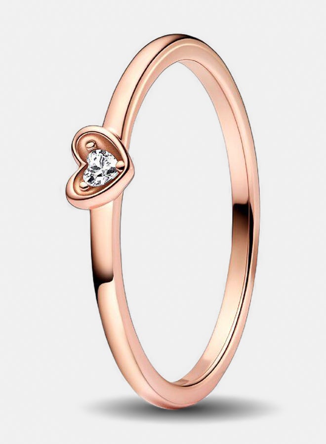 PANDORA Heart 14K Rose Gold-Plated Ring with Clear Cubic Zirconia