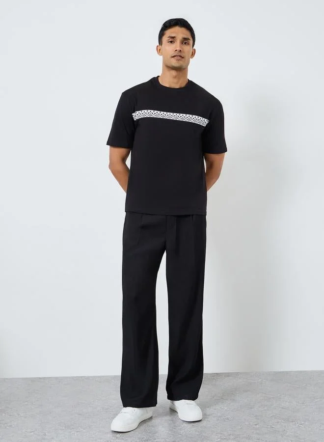 Styli Men Oversized Stripe Printed T-Shirt