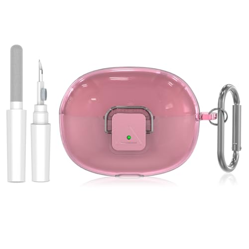 TUDIOW for SHOKZ OpenDots ONE Case, [with Lock] OpenDots ONE Case Cover Clear TPU Shockproof Protective Compatible with SHOKZ OpenDots One's Earbuds with Cleaning Kit & Keychain(Clear Pink) - Image 1