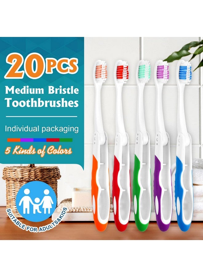 Navona 20 PCS Travel Toothbrush Bulk, Folding Toothbrushes, Individually Wrapped, Medium bristles, Portable Toothbrush for Camping, Hiking, Traveling, School, and Home Supplies - Image 2