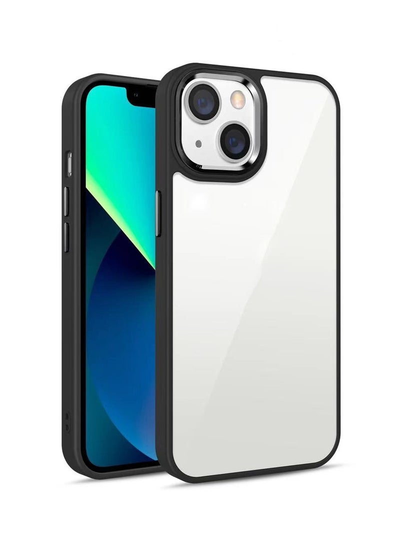 HuHa iPhone 14 Case Cover, Electroplating High Transparent 3 in 1 Acrylic Protective Case Cover For iPhone 14 - White/Black  - Image 2