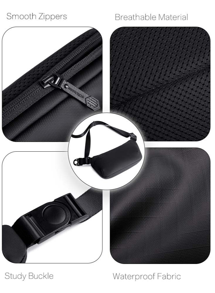 Casual Lightweight Waist Bag, Travel Money and Phone Waist Belt Bag for Men, Black