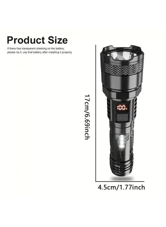 Black Advanced Lumen Projection Magnifying Flashlight Rechargeable Power Bank For Outdoor Camping - Image 4