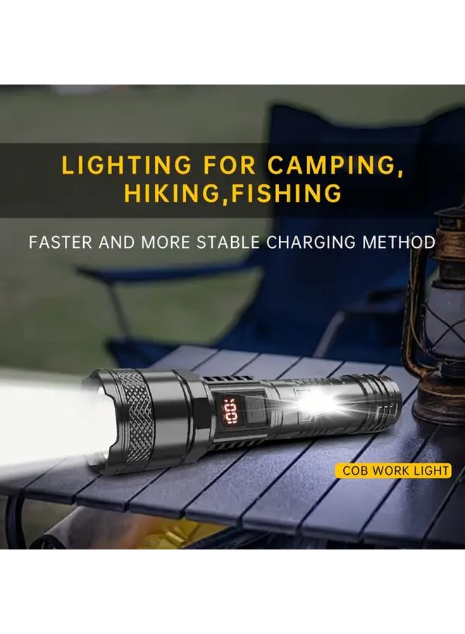 Black Advanced Lumen Projection Magnifying Flashlight Rechargeable Power Bank For Outdoor Camping - Image 2