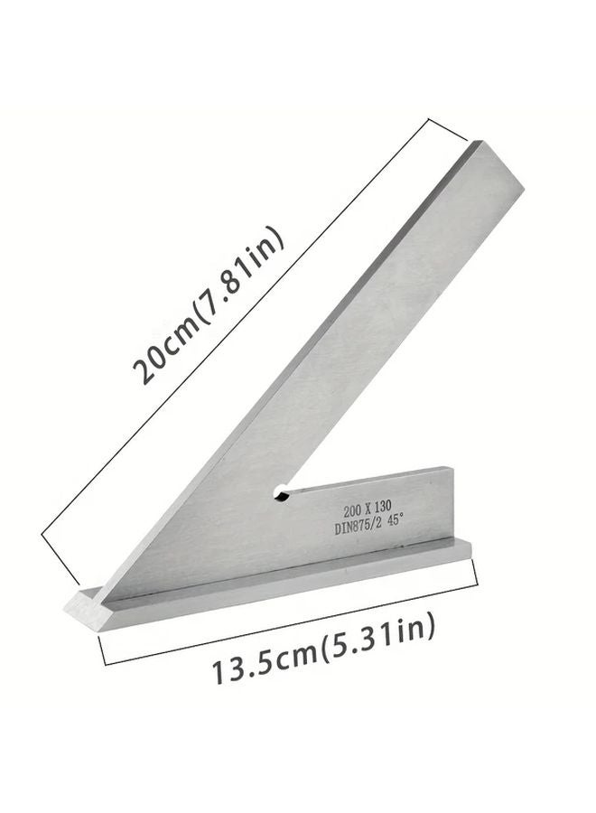 45 Degree Angle Ruler With Seat 200x130mm Rust Resistant Precision Markings Industrial Technical Use - Image 3