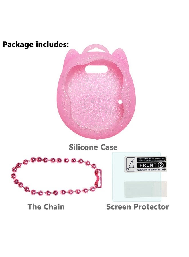 JCHPINE Silicone Case Replacement for Tamagotchi Uni, Screen Protector for Tamagotchi Uni Band Pet Accessories(Silicone Case and Screen Film) (Pink Case) - Image 2