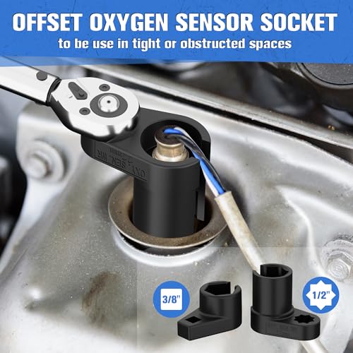YEKEPRO 12-Piece Oxygen Sensor Socket Set & Thread Chaser Set, with 22mm 27mm 29mm 7/8" 1-1/16" Sockets 1/2" 3/8" Drive, for Oil Pressure, Vacuum, Thermal Sensors - Image 4