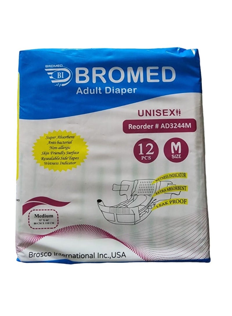 general BROMED Adult Diaper For Unisex M Size 12pcs - Image 1