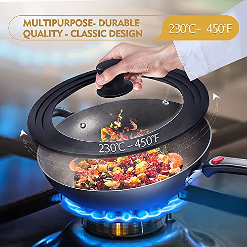 Ydeapi Universal Lid for Pots, Pans and Skillets, Pot Lid With Heat Resistant Silicone Rim and Tempered Glass, Fits 8", 8.5", 9.5" Diameter Pots and Pans - Image 5