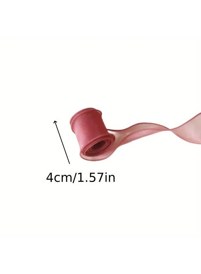 Ayshal 5pcs, 1.57 inch x 10 yards (Total 50 yards), Cake Flower Ribbon Tie, Butterfly DIY Headband Material, Wave Curl Packaging Tie, Fishtail Yarn Woven Satin Floating Color Ribbon For Room Decoration, Wedding Party Decoration Ribbon, Unique Gift Box Tie Ribbon - Image 5