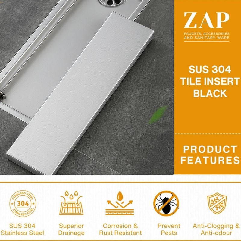 ZAP تصريف أرضي من الفولاذ المقاوم للصدأ بقطر 16 بوصة – قناة تصريف دش فاخرة مع مصيدة صراصير، ثقب جانبي وقلنسوة (كروم) - Image 5