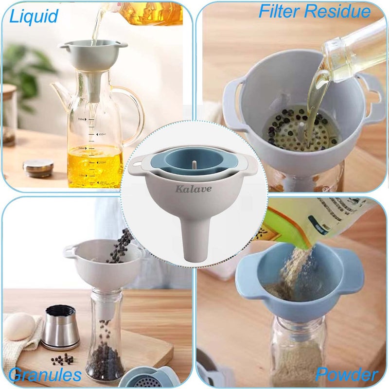 Kalave Set of 4 Funnels for Filling Bottles, BPA-Free Food Grade Kitchen Funnels with Detachable Strainer Filter for Kitchen Use Oil, Liquid, Dry Ingredients and Powder - Image 4