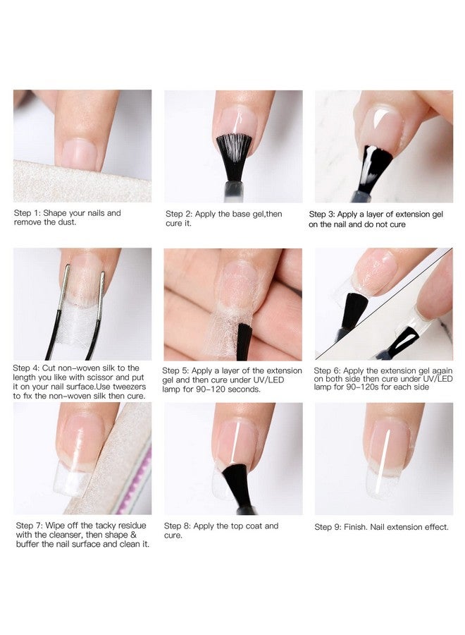 MEET ACROSS Fiberglass Nail Extension Kit With Building Gel Magical Silk Fiberglass Nail Wrap Form Quick Building Fiber Extension Gel, Nail File, Tweezers, Nail Tips Clip For Gel Extension Nail Art - Image 5