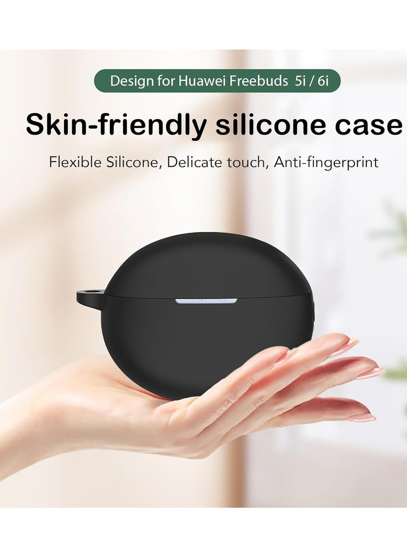 Compatible with Huawei Freebuds 6i Bluetooth Earphone Case, Silicone Soft Shell Waterproof Case Black