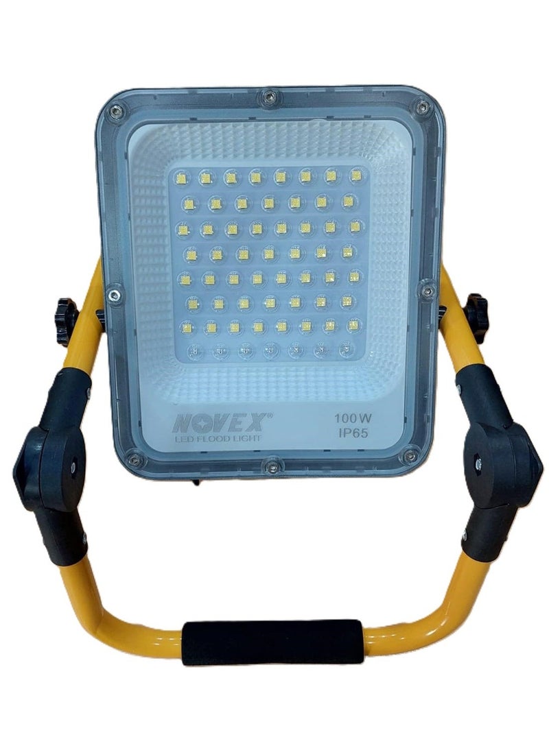 نوفيكس مصباح NOVEX الكشّاف القابل للشحن بقوة 100 واط مع حامل – NPFL-100W إضاءة فائقة السطوع. محمول. مقاوم للماء. مثالي للتخييم والاستخدام الخارجي.  مصباح NOVEX الكشّاف المحمول القابل للشحن بقدرة 100 واط هو شريكك المثالي للتخييم، وحالات الطوارئ، ومواقع العمل، والسفر، والاحتياجات المنزلية الاحتياطية، والمغامرات الخارجية. مزوّد بمصابيح LED عالية السطوع، ووضعَي إضاءة، وحامل قوي، ليمنحك أقصى إضاءة متى وأينما احتجت إليها. - Image 5