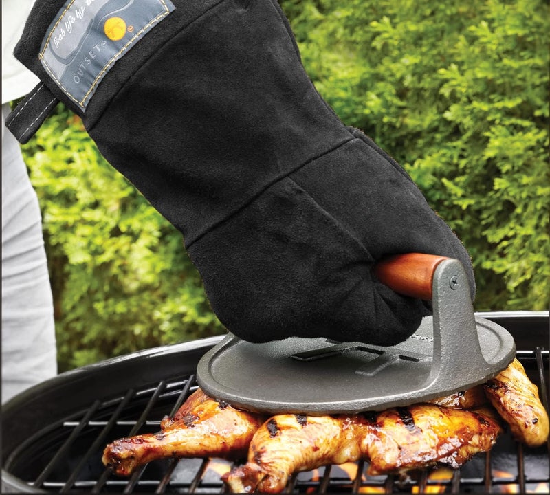 Outset Black Leather Grill Mitt 8.5” x 17” - Image 5