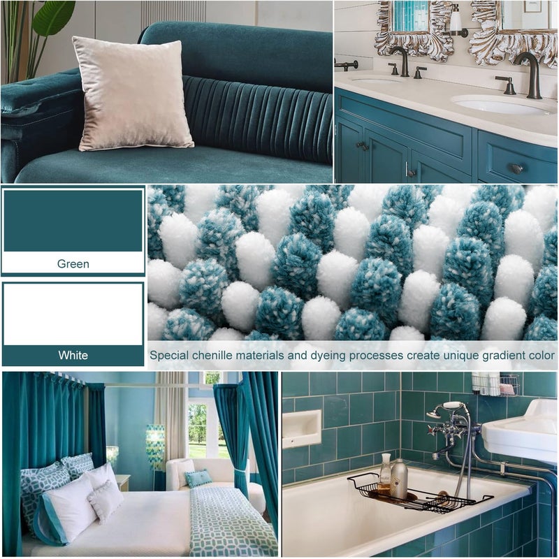 BSICPRO Bathroom Rugs and Mats Sets  2 Piece Thick Absorbent Chenille Bath Mat Rug Set Non Slip  Soft Shaggy Bath Room Floor Mats for Bathroom  Machine Washable (20"" x 60"" Plus 20"" x 32""  Teal) - Image 4
