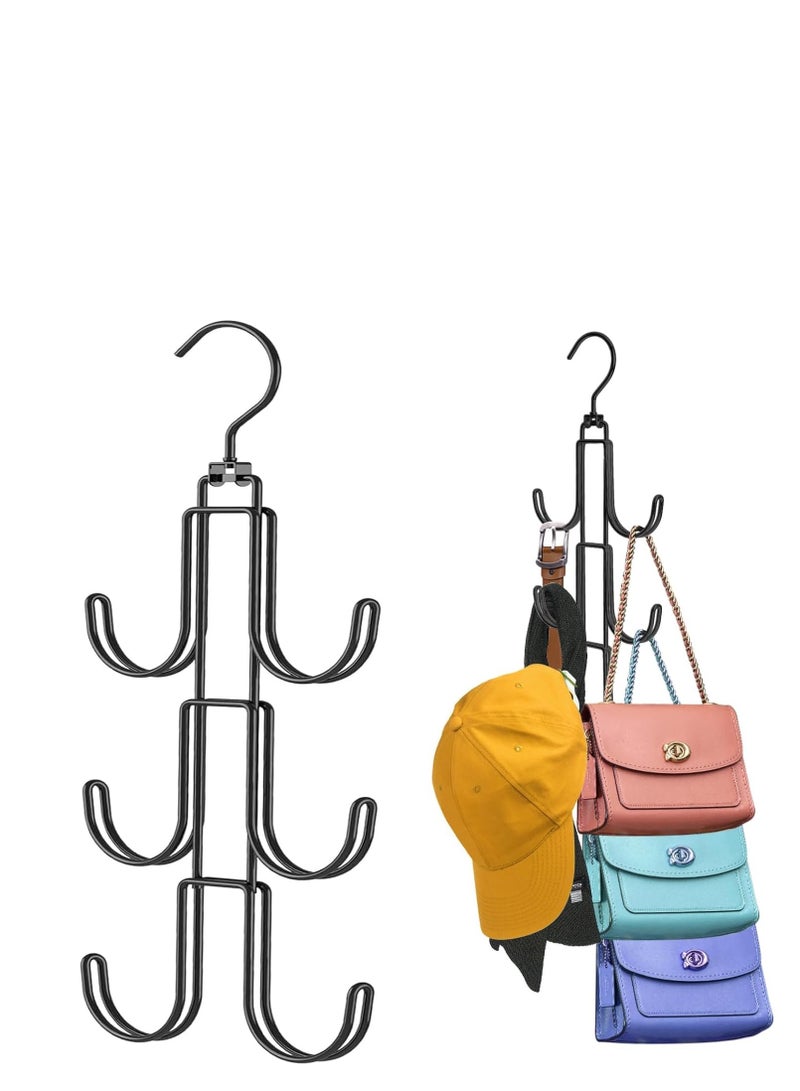 TRASSLE 2Pack Purse Hanger Organizer for Closet,Handbag Hanging Organizer for Closet,Rotatable Purse Rack Space Saving Bag Hangers Closet Storage Hooks for Bags,Hats,Belt,Tie,Scarfs  - Image 1