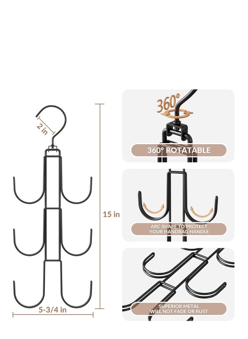 TRASSLE 2Pack Purse Hanger Organizer for Closet,Handbag Hanging Organizer for Closet,Rotatable Purse Rack Space Saving Bag Hangers Closet Storage Hooks for Bags,Hats,Belt,Tie,Scarfs  - Image 2
