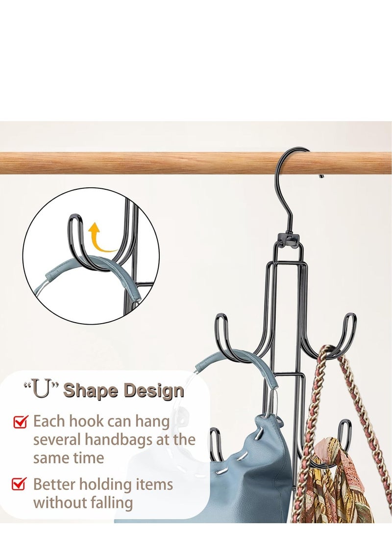 TRASSLE 2Pack Purse Hanger Organizer for Closet,Handbag Hanging Organizer for Closet,Rotatable Purse Rack Space Saving Bag Hangers Closet Storage Hooks for Bags,Hats,Belt,Tie,Scarfs  - Image 3
