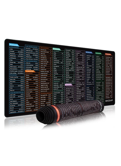 Large Gaming Mouse Pad, Long XXL Mousepad, Shortcut Mouse Pad, Extended Computer Mouse Pad/Desk Mat with Stitched Edges for Gamer, Office, Home (900x400mm)