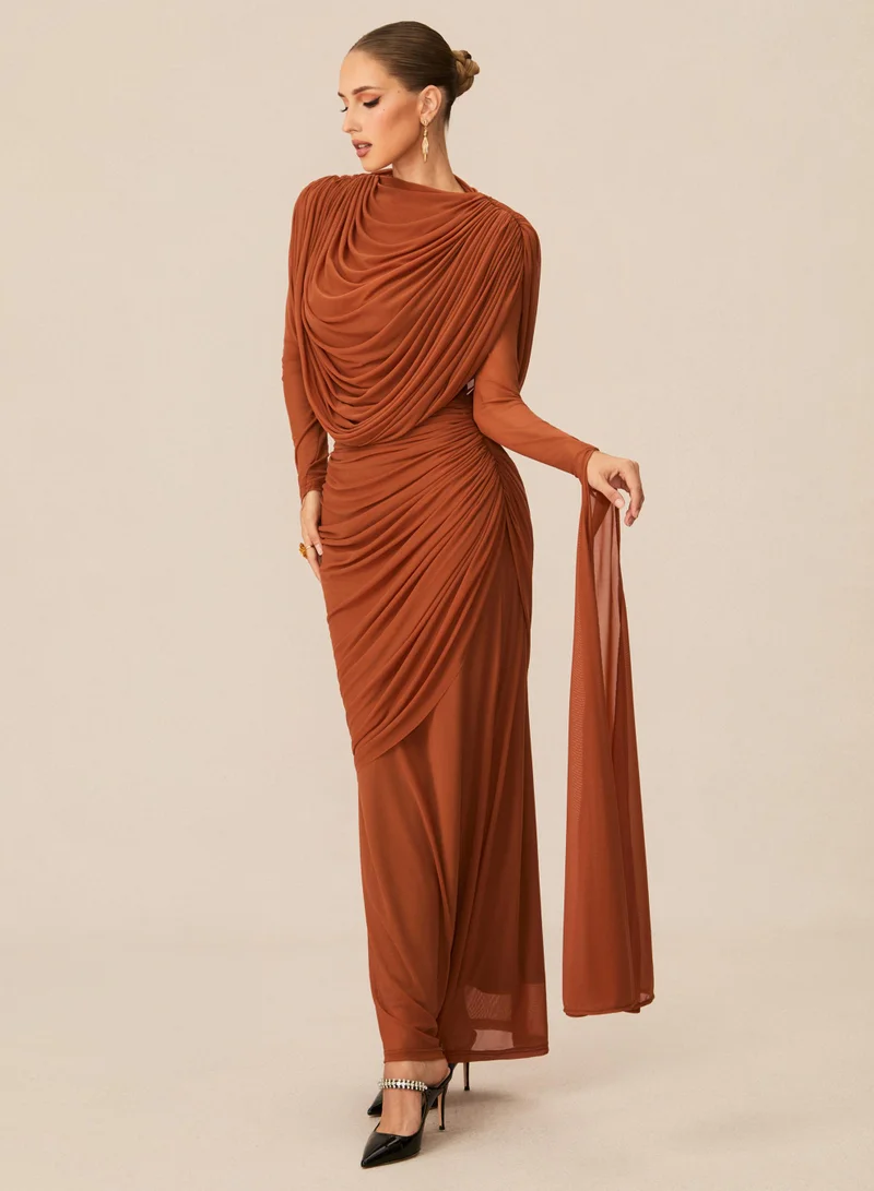 Sunfere Katrina Cowl Neck Long Sleeve Maxi Dress