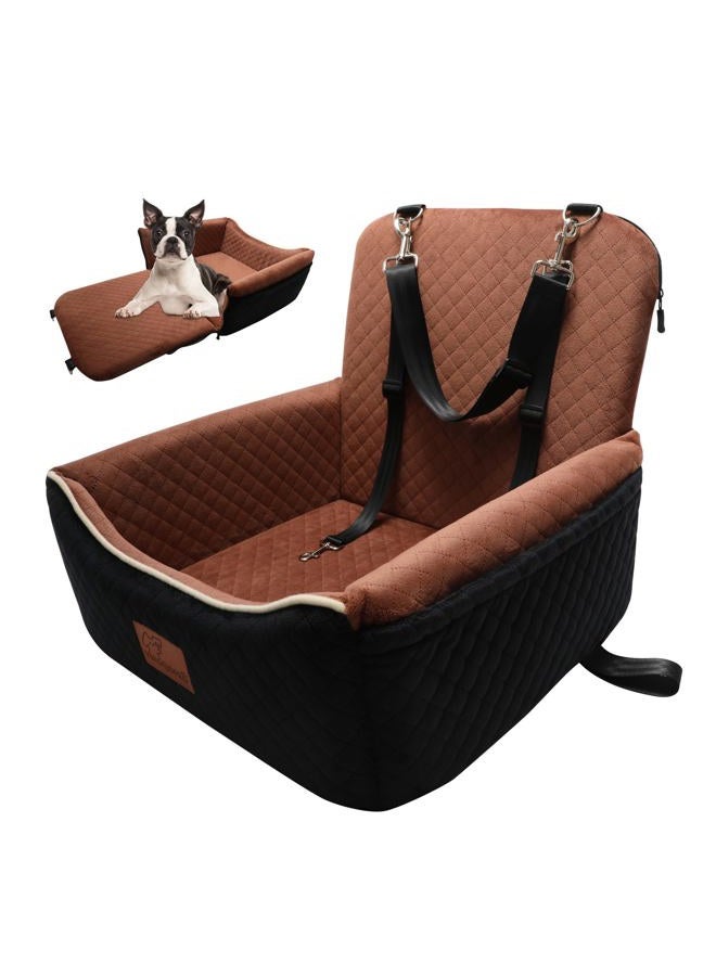 VERGODPRO Dog Car Seat for Small Dogs&Dog Bed 2 in1-Black Outside Brown Inside - Image 1