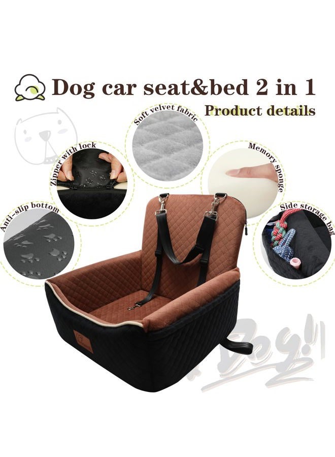 VERGODPRO Dog Car Seat for Small Dogs&Dog Bed 2 in1-Black Outside Brown Inside - Image 4