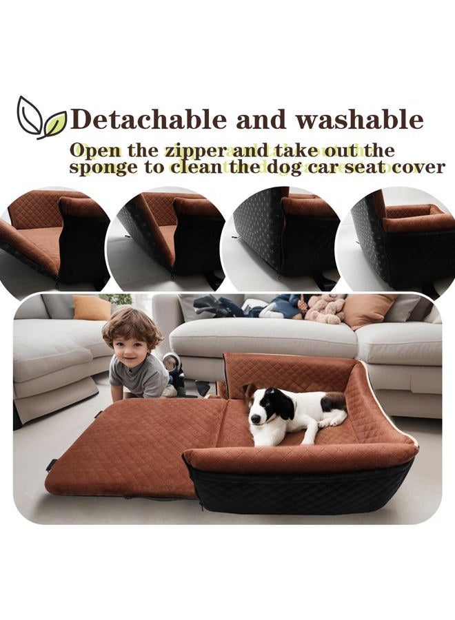 VERGODPRO Dog Car Seat for Small Dogs&Dog Bed 2 in1-Black Outside Brown Inside - Image 5