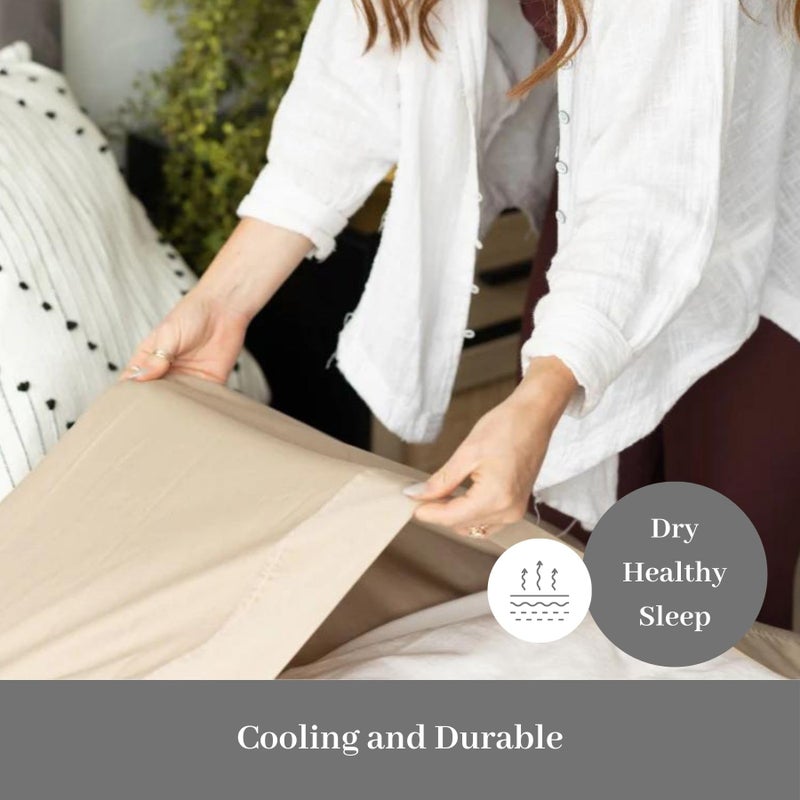 DreamFit DreamChill Cooling Bamboo Viscose Sheets for Hot Sleepers with Elastic Corner Straps 20 inch Extra Deep Pocket Breathable Silky Soft 100% Crafted in USA Twin XL Sheet Set White - Image 4
