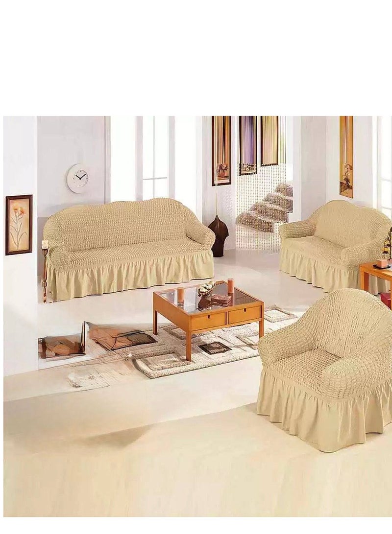 طقم أغطية أريكة من القطن المرن الفاخر (3+2+1 مقعد) - مقاس عالمي بتصميم مزخرف - أغطية أثاث أنيقة وواقية