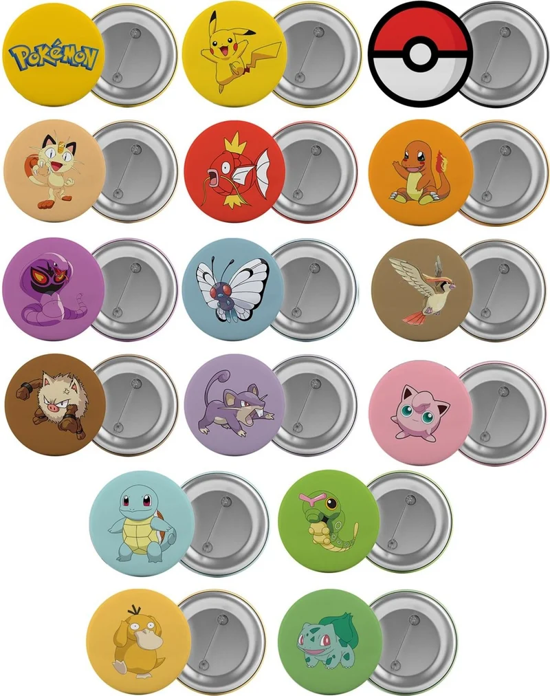 Saturndesign Pokemon Bag Badge Set 16 Pieces Largest Size 5.8cm Pin Brooches