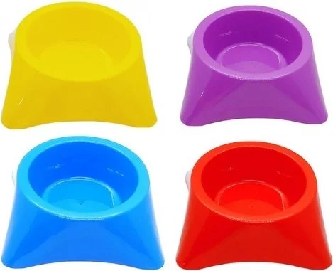 Tineke Pet Cat Dog Food Bowl Single Small Size Square Base 1 Piece