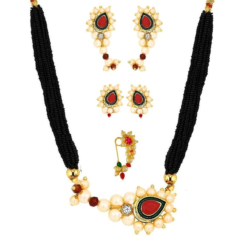 VAMA Fashions Maharashtrian Jewellery Marathi Nath Mangalsutra Set with Earrings for Women - Image 5