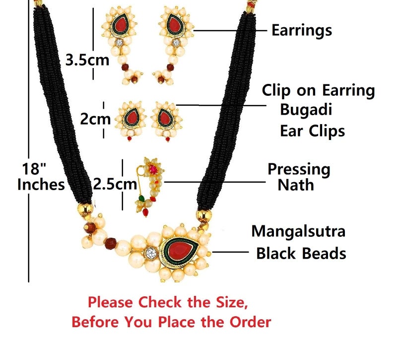 VAMA Fashions Maharashtrian Jewellery Marathi Nath Mangalsutra Set with Earrings for Women - Image 2