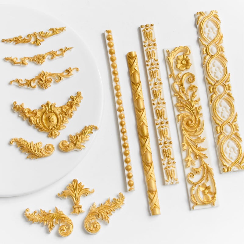 Joersh 3Pcs Baroque Silicone Molds Scroll Border Mold Baroque Clay Mold Fondant Molds For Wedding Birthday Cake Decorating  Chocolate  Sugar  Clay Crafts - Image 4