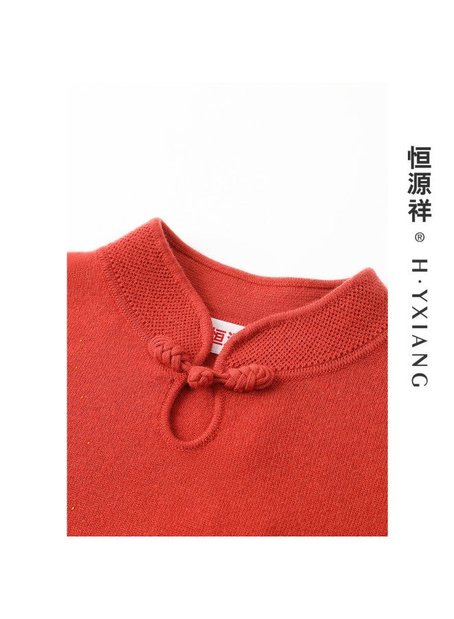 Hengyuanxiang Banquet New Chinese Style Qipao [Wool] Embroidered 60-Year-Old Mother'S Wool Sweater Middle-Aged And Elderly Base Layer Sweater - Image 4