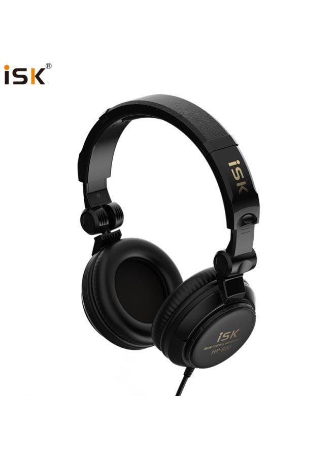 Iskhp800 Professional Monitoring Headphones With Built-in Microphone, Portable Bag, Adapter, Fully Enclosed Foldable Design For Recording, Compatible With Computer And Mobile Sound Cards, Obsidian Black - Image 4