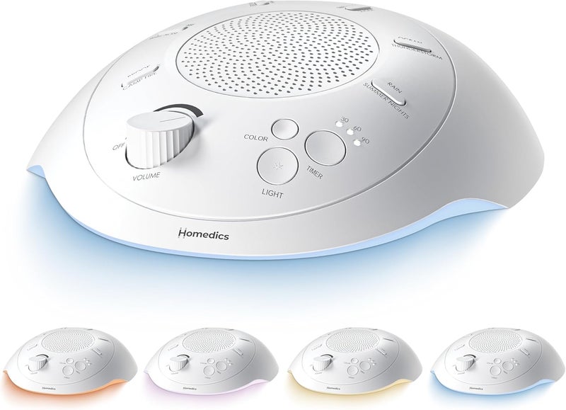 HoMedics Homedics Premium Sleep Better Portable Sound Machine, Night Light,12 Soothing Sounds Including White Noise, Rain, and Thunderstorm, Ultra-Portable Design, Auto-Off Timer, for Travel & Baby Sleep