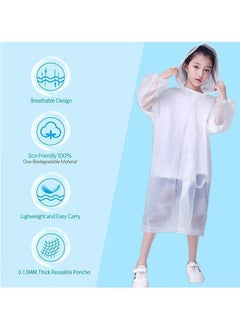 HY Kids Rain Poncho (2 Pack), Reusable EVA Children Raincoat for 6-13 Girls Boys, Waterproof Long Rain Jackets with Hood, Emergency Gear for Outdoor Camping Hiking Traveling School  - Image 4
