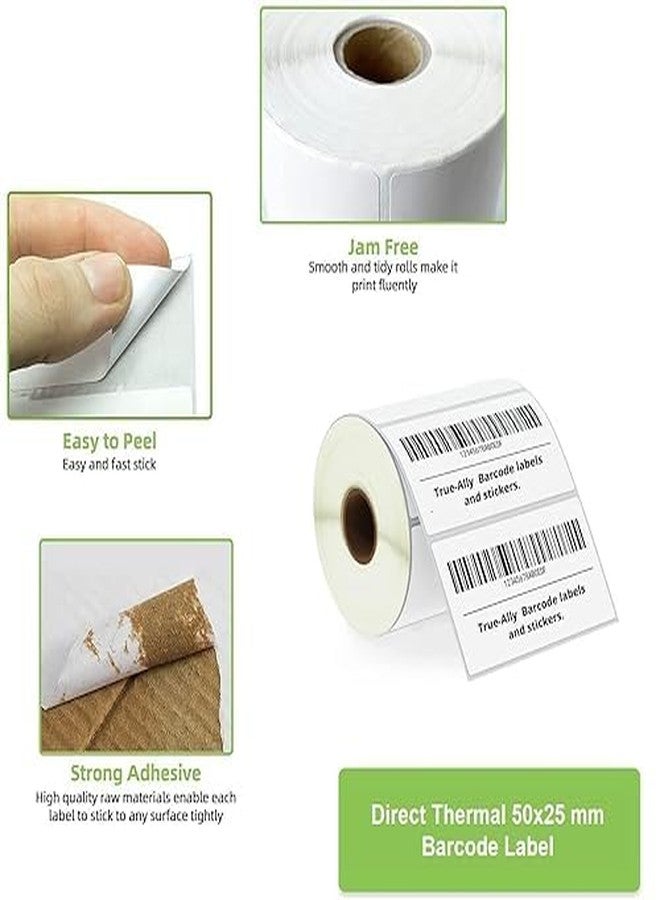 ORCA Direct Thermal Barcode Label Sticker, 50x25mm, 2x1 inches, 1000 Labels Per Roll, White Self-Adhesive Sticker for Printing Barcoding ((10 Rolls (10,000 Labels))) - Image 3